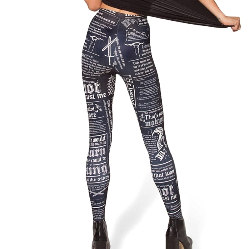 Blackmilk Game of Thrones Littlefinger Quotes HWMF Statement Leggings Size Small - Picture 2 of 15